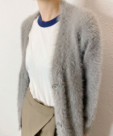 Grey Hairy Cardigan #241214